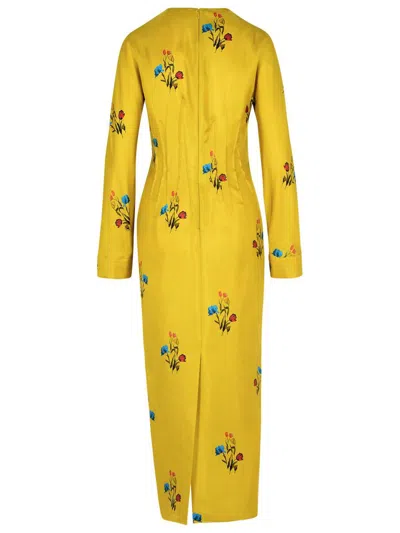 Marni Silk Dress With Long Sleeves And Embroidery In Multi