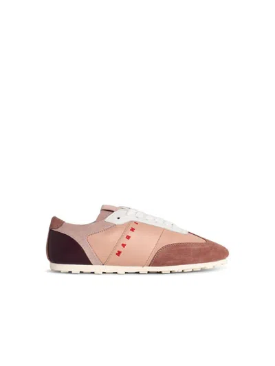 Marni Suede-panel Logo-embroidered Sneakers In Multi