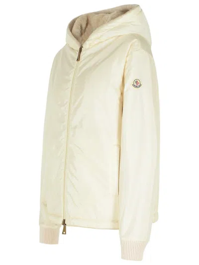 Moncler Reversible Jacket In Cream Cotton Blend In Neutral