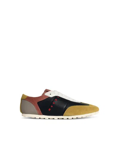Marni Black Leather And Suede Sneakers In Multi