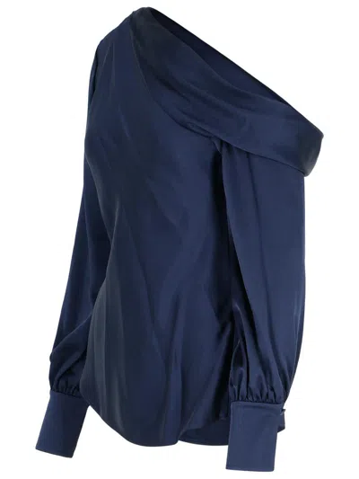 Simkhai Alice Navy Acetate Blend Blouse In Blue