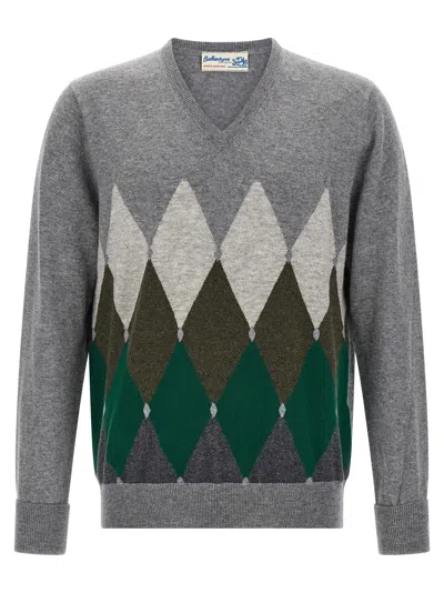 Ballantyne Argyle Pattern Sweater Sweaters And Cardigans Gray