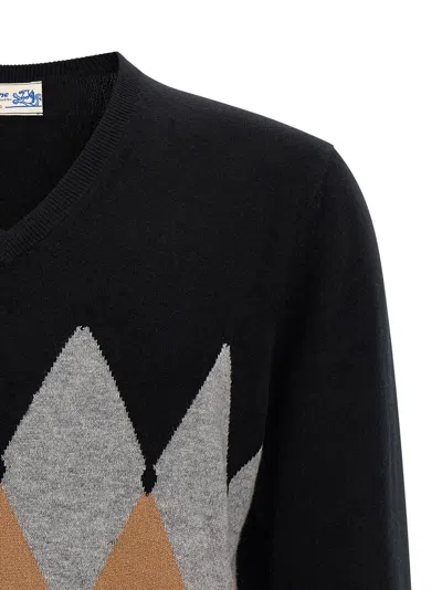 Ballantyne Argyle Pattern Sweater Sweaters And Cardigans Black In Blue