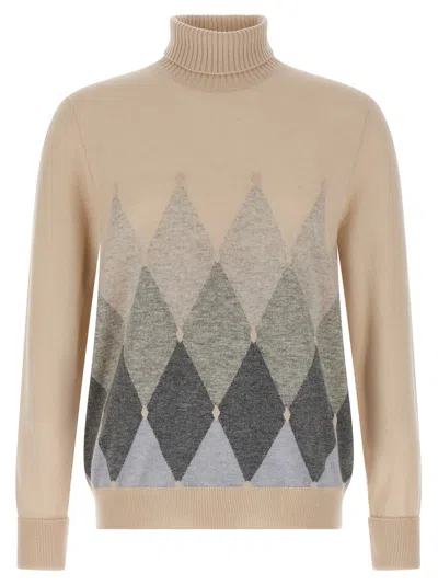Ballantyne Argyle-pattern Turtleneck Sweater In Burgundy