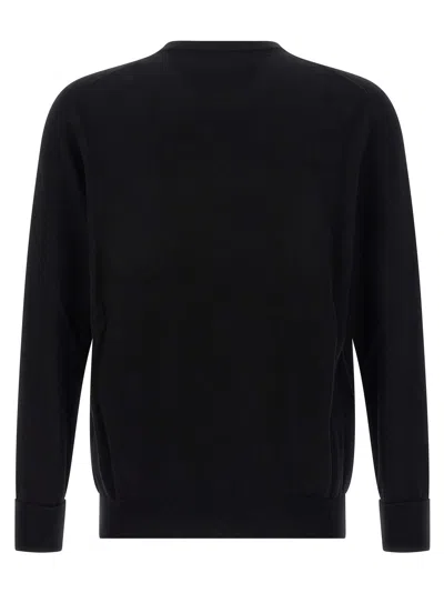 Ballantyne Cashmere Crewneck Sweater With Ribbed Cuffs In Black