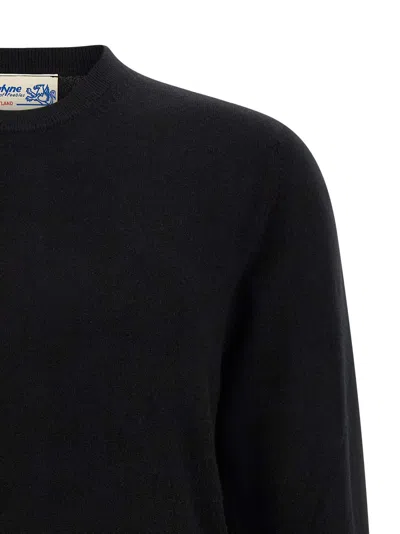 Ballantyne Cashmere Crewneck Sweater With Ribbed Cuffs In Black
