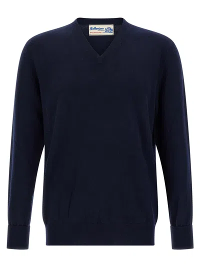 Ballantyne Plain V-neck Sweater In Blue