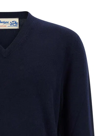 Ballantyne Plain V-neck Sweater In Blue