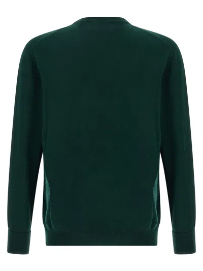 Ballantyne V-neck Cashmere Sweater With Ribbed Detailing In Green