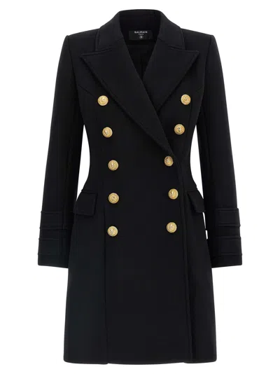 Balmain 10 Buttons Coat In Virgin Wool And Cashmere Women In Black