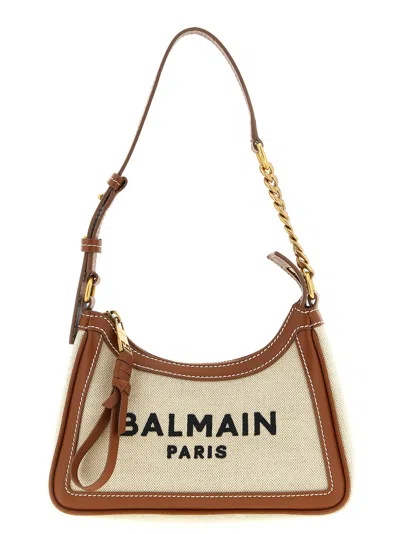 Balmain Shoulder Bag With Adjustable Strap And Chain Detail In Brown