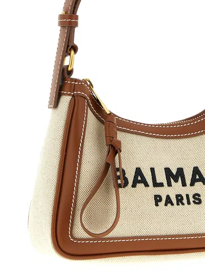 Balmain Shoulder Bag With Adjustable Strap And Chain Detail In Brown