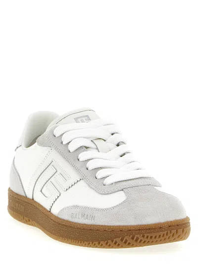 Balmain Swan Low-top Sneakers With Suede Accents In Brown