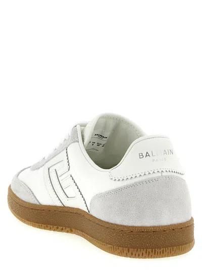 Balmain Swan Low-top Sneakers With Suede Accents In Brown