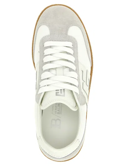 Balmain Swan Low-top Sneakers With Suede Accents In Brown
