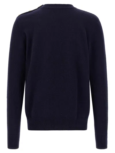 Balmain Classic Crew Neck Sweater In Blue
