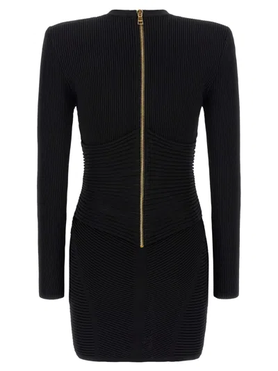Balmain Short Dress In Black Viscose Blend In Black