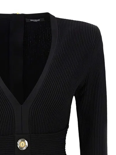 Balmain Short Dress In Black Viscose Blend In Black