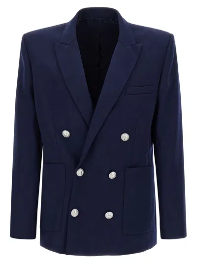 Balmain Blazer Double-breasted Silver Buttons In Animal Print