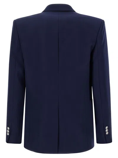 Balmain Blazer Double-breasted Silver Buttons In Animal Print