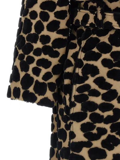 Balmain Leopard Jacquard Trench Coat Coats And Trench Coats Multicolor In Animal Print