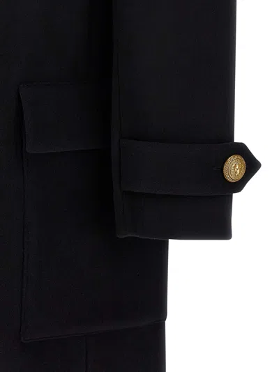 Balmain Wool And Cashmere Coat With Detachable Bib Front In Black