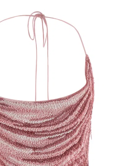 Balmain Draped Halter Neck Mini Dress With Sequins In Pink