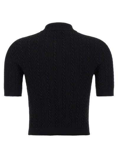 Balmain Women Black Crewneck Cardigan With Jewel Buttons In Viscose Blend Woman In Multi