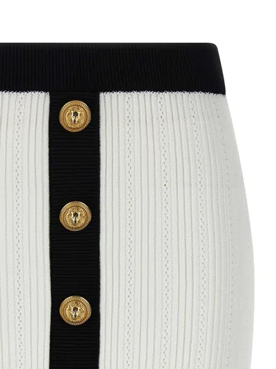 Balmain Two-tone Stretch Viscose Crochet Miniskirt In Multi