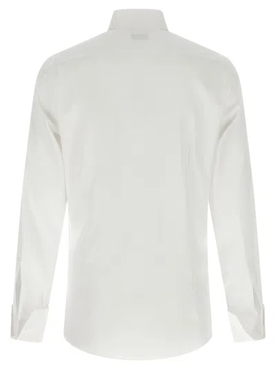 Barba Napoli Barba Cotton Poplin Shirt With Concealed Button Front And Cufflink-ready Sleeves In White