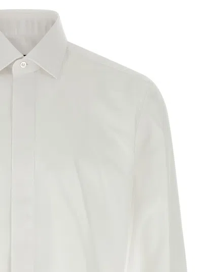 Barba Napoli Barba Cotton Poplin Shirt With Concealed Button Front And Cufflink-ready Sleeves In White