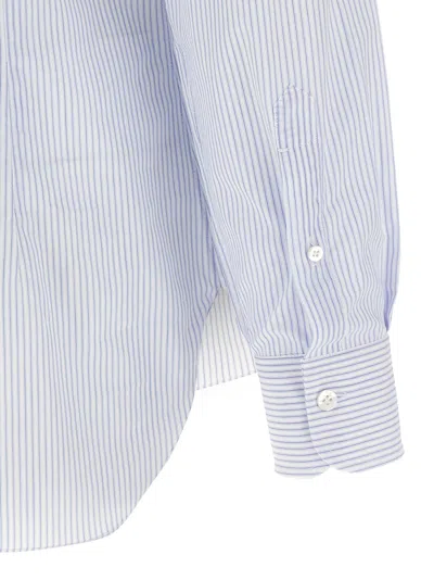 Barba Napoli Vertical Stripe Cotton Poplin Shirt With Structured Collar In White