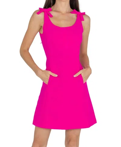 Akalia Aria Bow Sleeveless Mini Dress In Pink