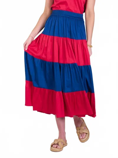 Emily Mccarthy Tiered Maxi Skirt In Americano In Multi