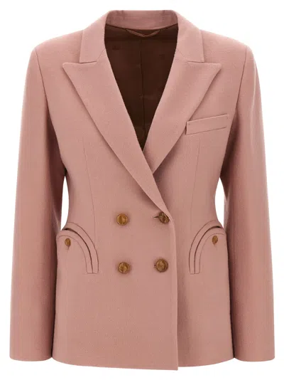 Blazé Milano Double-breasted Round-pockets Blazer In Pink
