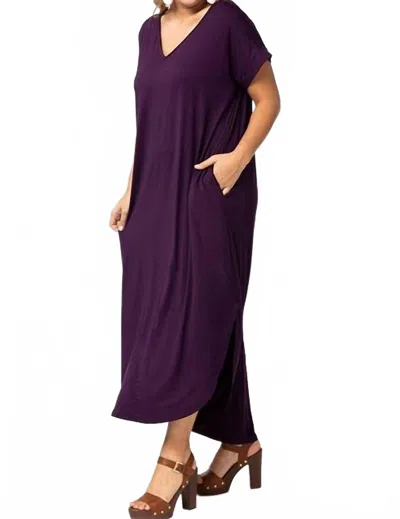 Entro Curvy Exlusive Knit Maxi Dress In Plum In Pink