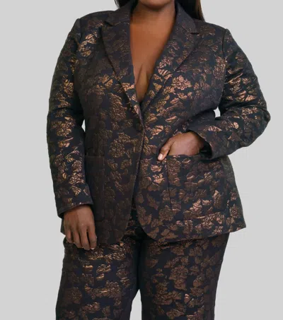 Tanya Taylor Jared Metallic Jacket In Deep Brandy In Multi