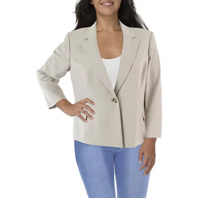 Le Suit Plus Womens Suit Separate Office One-button Blazer In Gray
