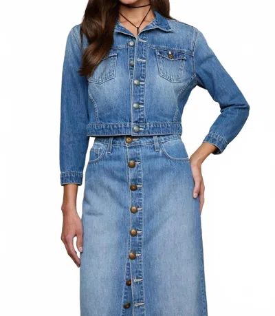 L Agence Koda Cropped Denim Jacket In Woodrow In Blue