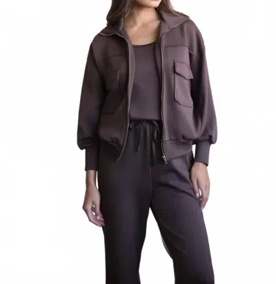 Before You Bomber Utility Jacket In Cocoa In Brown