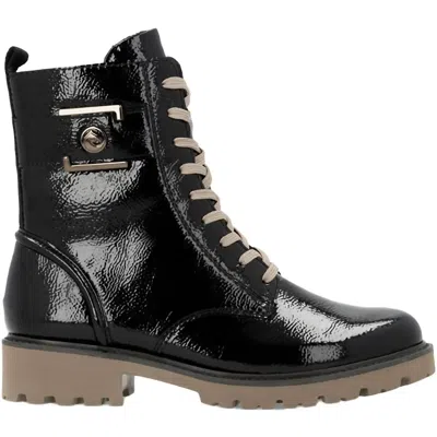 Remonte Women's Crashlack Patent Leather Lace Up Boots In Black In Black