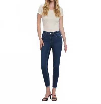 Vervet By Flying Monkey Emerson Mid Rise Raw Hem Crop Skinny Jeans In Dark Wash In Blue