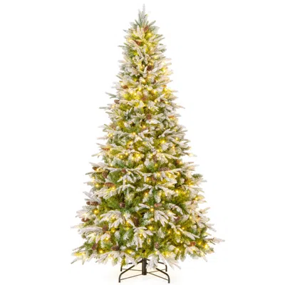 Hivvago 7.5 Ft Preit Holiday Tree Featuring Full Branch Tips And Soft Warm Led Lighting In Green