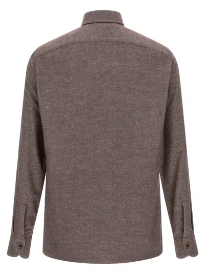 Borriello Napoli Button-front Long-sleeve Shirt In Brown