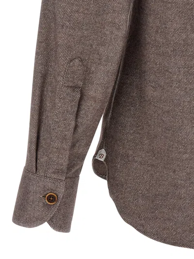 Borriello Napoli Button-front Long-sleeve Shirt In Brown