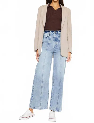 Kancan Mara Ultra High Rise Wide Leg Jeans In Light Blue Wash In Blue