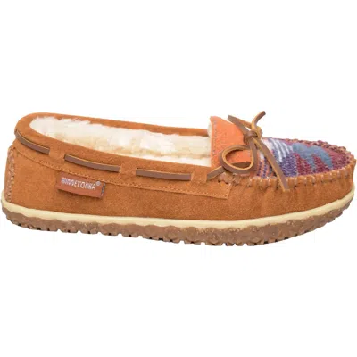 Minnetonka Tilia Faux Fur Lined Moccasin Slipper In Brown