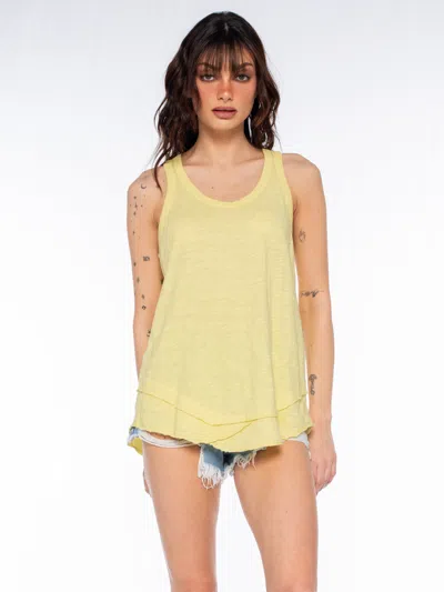 Wilt Clothing Shrunken Mock Hem Shirttail Tank In Yellow