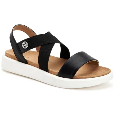 Giani Bernini Flixii Womens Faux Leather Flat Sandals In Black