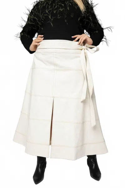 Tanya Taylor Hudson High-waist Belted Denim Midi Skirt In White
